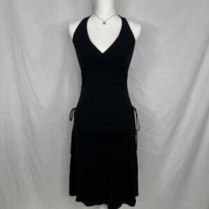 Vintage ABS by Allen Schwartz Black 90s Cocktail Halter Dress